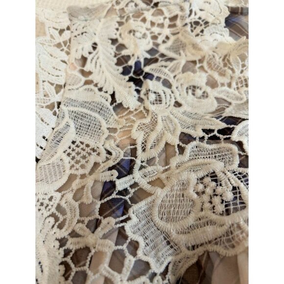 Ann Taylor Loft M Plaid & Lace Sleeveless Top Lined - Picture 7 of 9